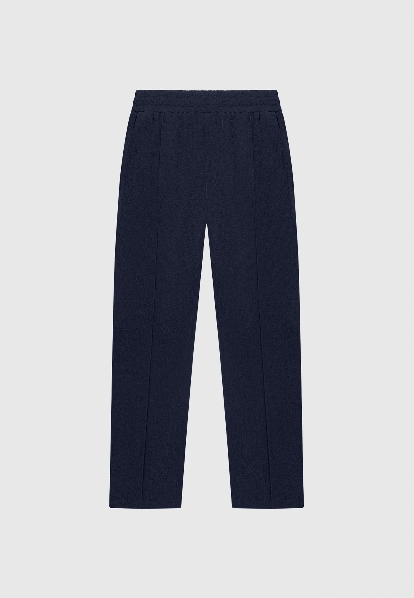 Seersucker Tapered Trousers - Navy