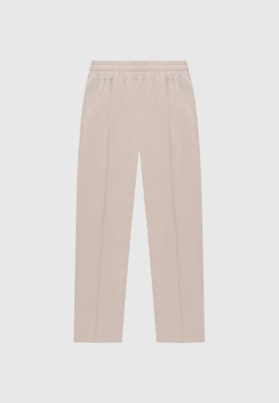 Seersucker Tapered Trousers - Taupe
