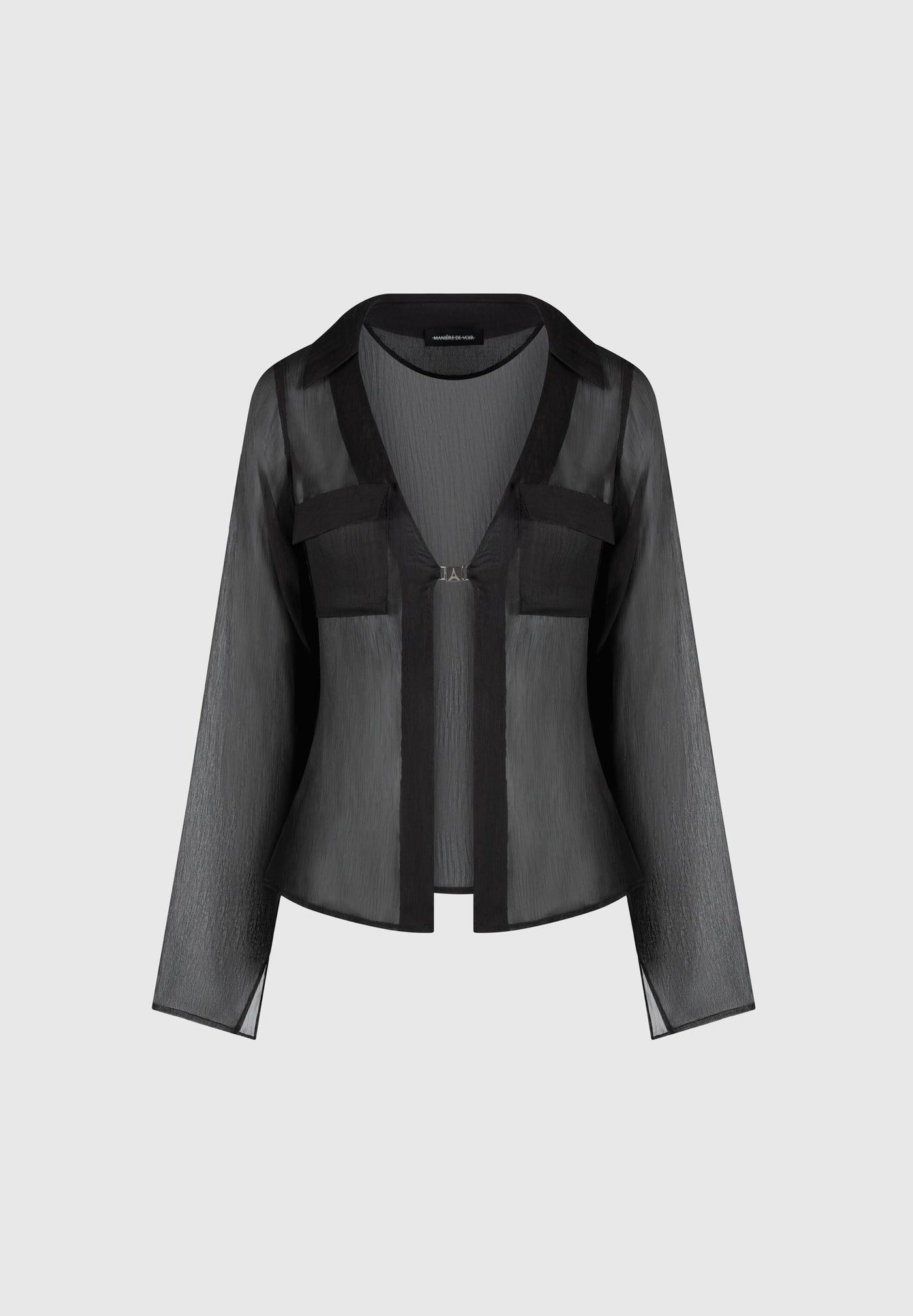 Sheer Shirt with Clasp - Black