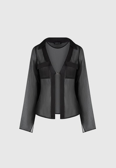 Sheer Shirt with Clasp - Black