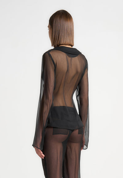 Sheer Shirt with Clasp - Black