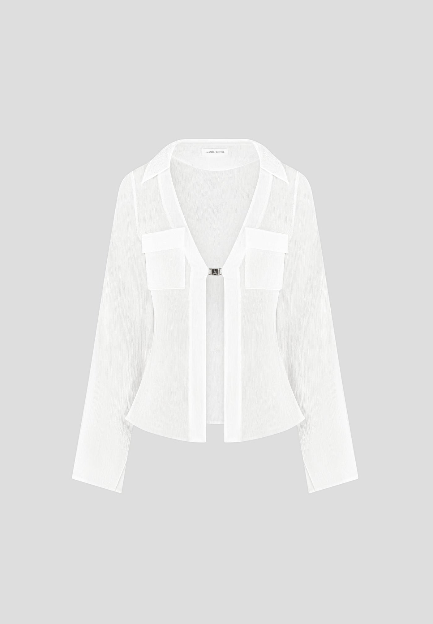 Sheer Shirt with Clasp - White