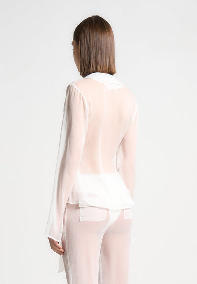 Sheer Shirt with Clasp - White