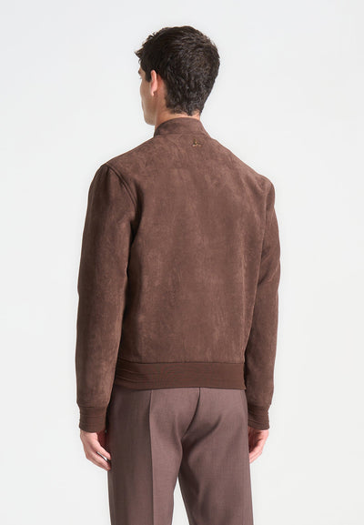 Suede Bomber Jacket - Brown