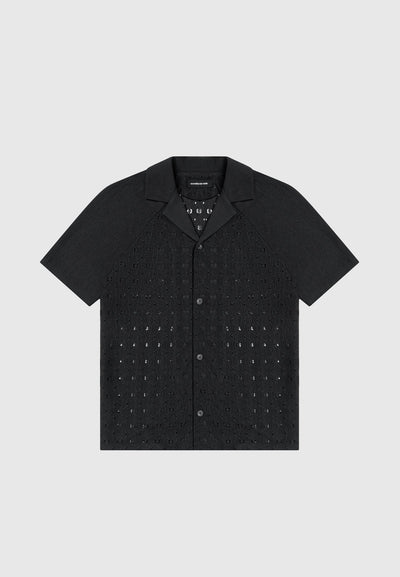 Textured Raglan Shirt - Black