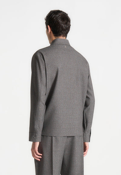 Textured Tailored Overshirt - Grey