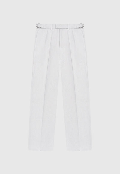 Relaxed Fit Textured Pleated Tailored Trousers - Grey