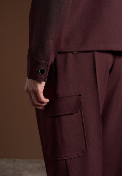Relaxed Fit Twill Pocket Trousers - Wine Red